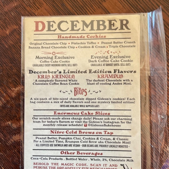 Gideons Bakeshop Menu card NATALA THE WITCH DEC. 2023 - Picture 2 of 2